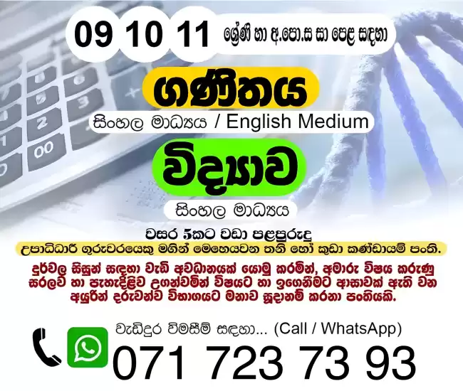 Grade 10, 11 & O/L Maths & Science Individual and Group Classes Colombo