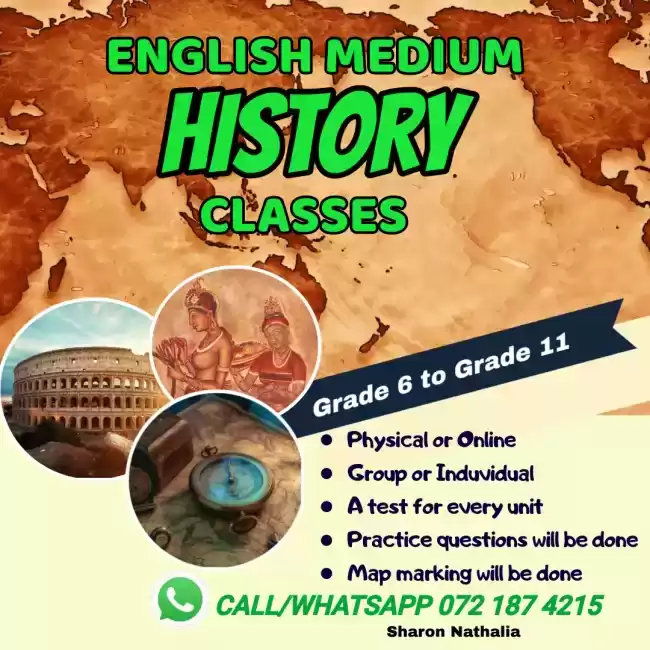 Grade 10 and 11 English Medium History Classes