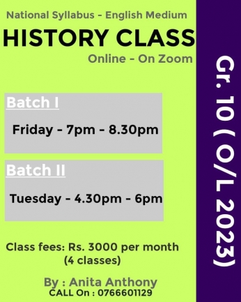 Grade 10 History Classes (English Medium) - Online
