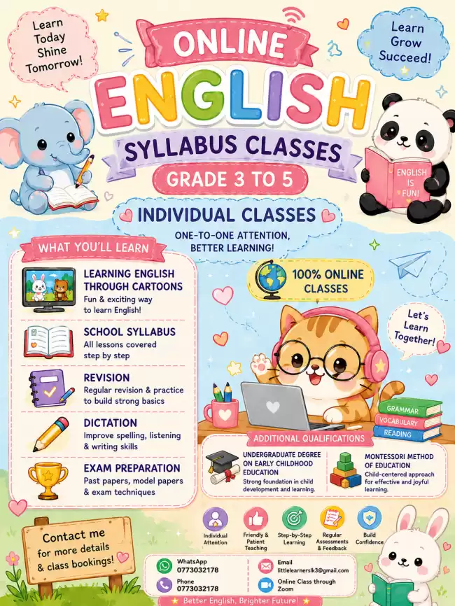 Grade 3/4/5 English online class