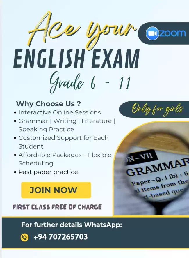 Grade 6-11 English & A/L General English class