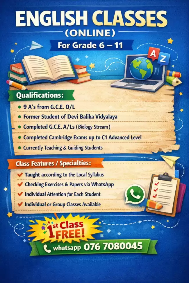 Grade 6-11 English Language classes