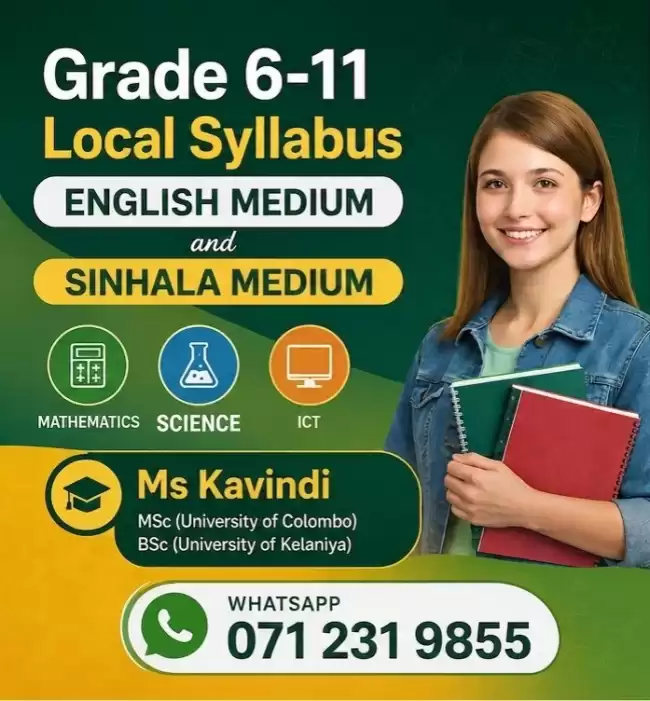 Grade 6-11 (O/L) Science, Maths, ICT- (English Medium / Sinhala Medium) :Local Syllabus