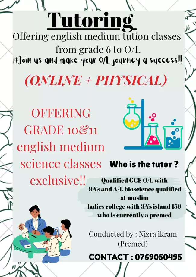 Grade 6-11 online/physical english medium classes