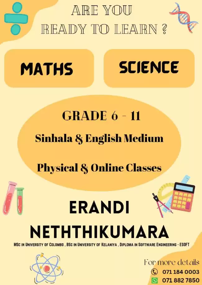 Grade 6-11 Science, Maths, ICT(English Medium / Sinhala Medium) :(Local Syllabus/Cambridge Syllabus)