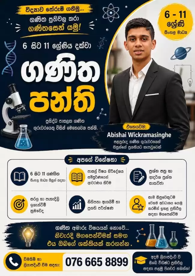 Grade 6-11 Sinhala Medium Mathematics Classes