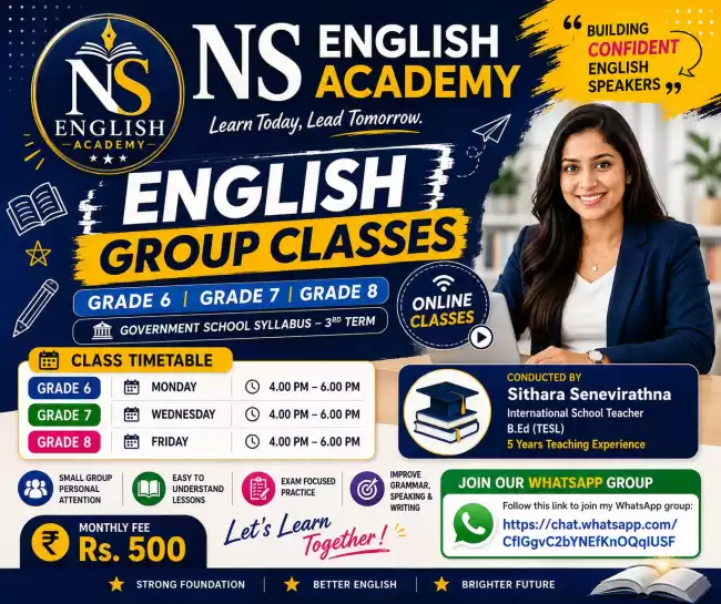 Grade 6,7,8 English Online Classes (government syllabus )