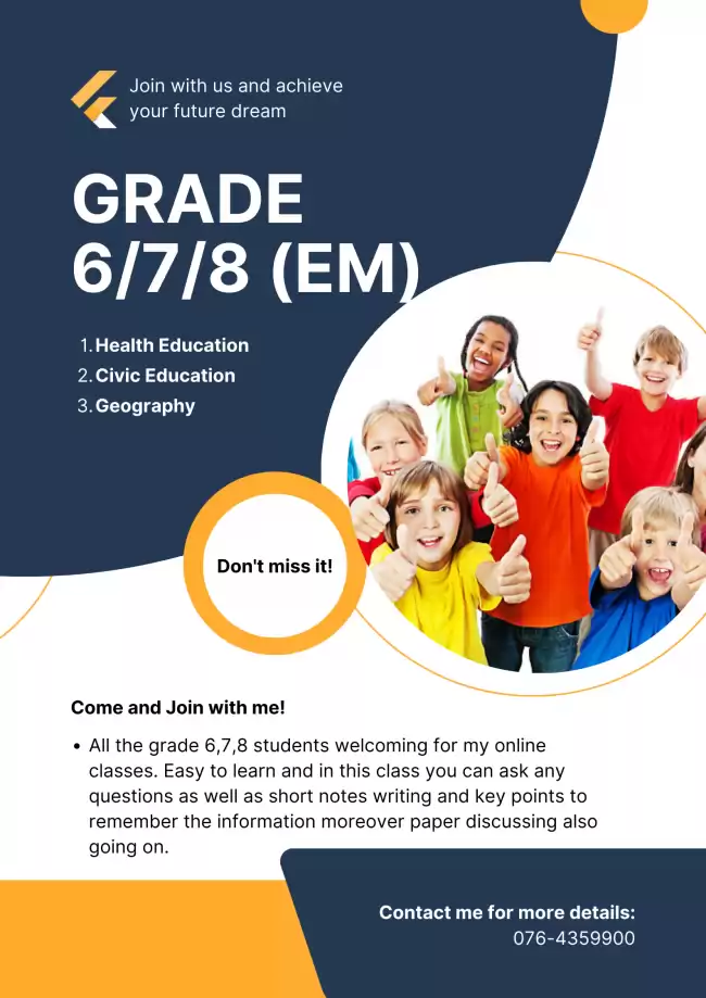 Grade 6/7/8 Health, Civic and Geography Online Classes