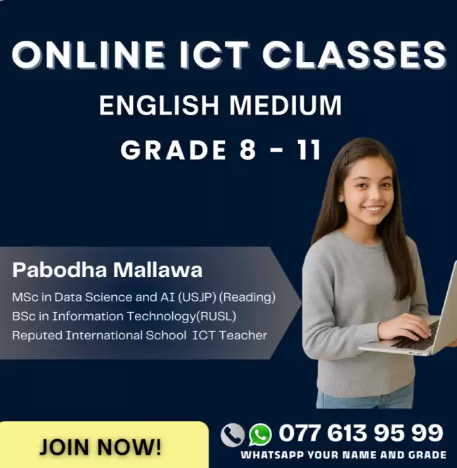 Grade 8-11 Online ICT classes - ENGLISH medium