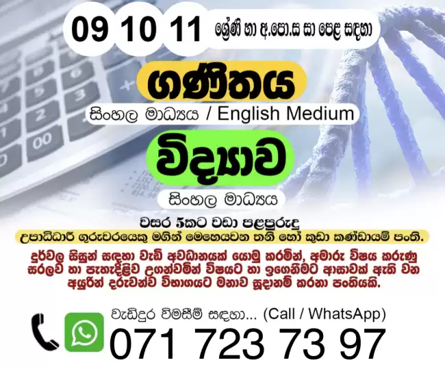 Grade 9,10,11 & O/L Science Individual And Grop Class Around Colombo