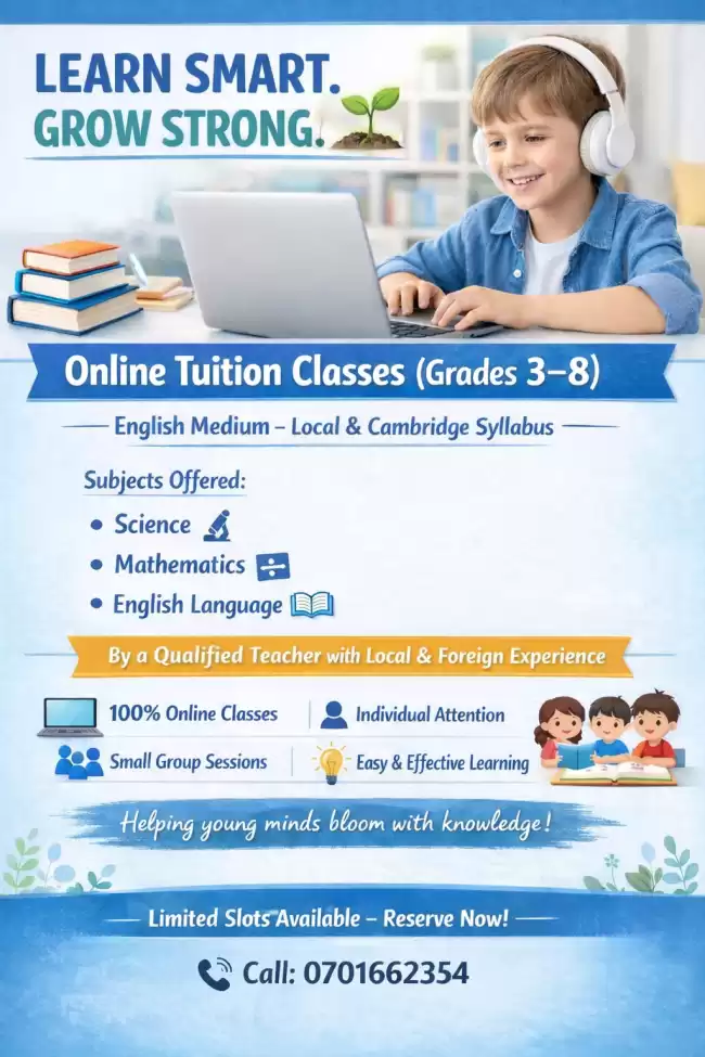 Grades 3-8 local syllabus English medium