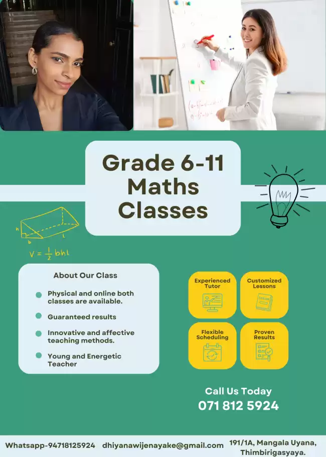 Grades 6-11 Maths Individual/Group Classes