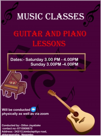 Guitar and Piano classes For beginners