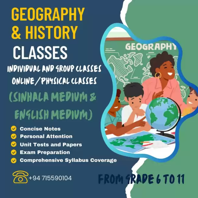 History and Geography classes in Sinhala & English Medium