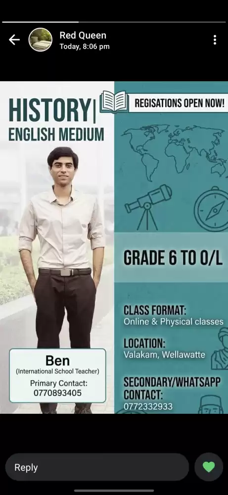 History classes grade 6 to 11, National syllabus