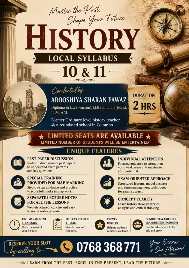 🏛️ HISTORY MASTERCLASS – GRADE 10 & 11 (LOCAL SYLLABUS) Build a Strong Foundation, Score with Confidence!