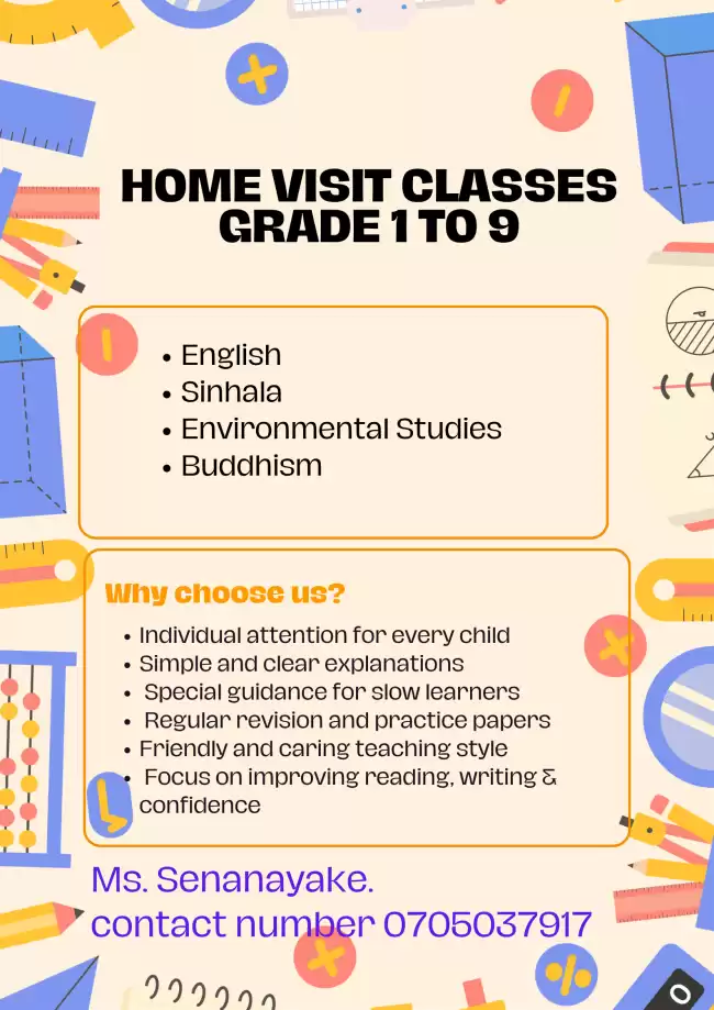 Home visit Classes (English and Sinhala medium )