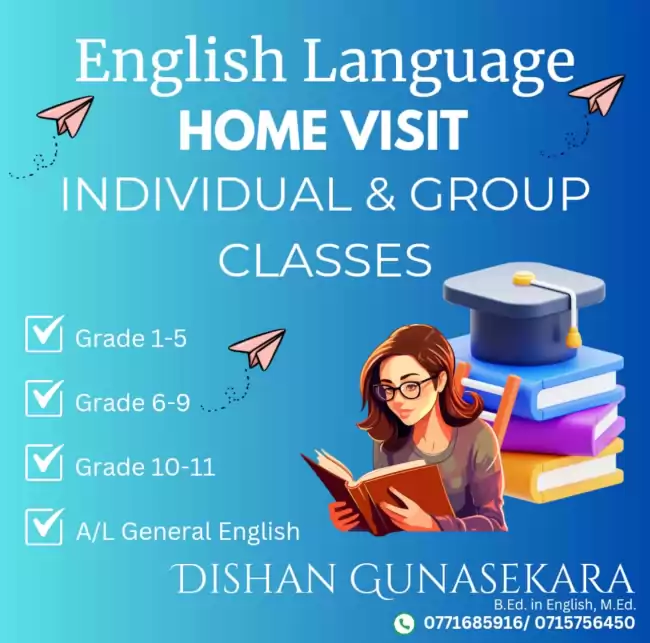 Home Visit English Classes (Individual/ Group) & All Island Online Classes