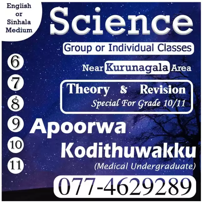 Home visit Science Classes Sinhala and English medium