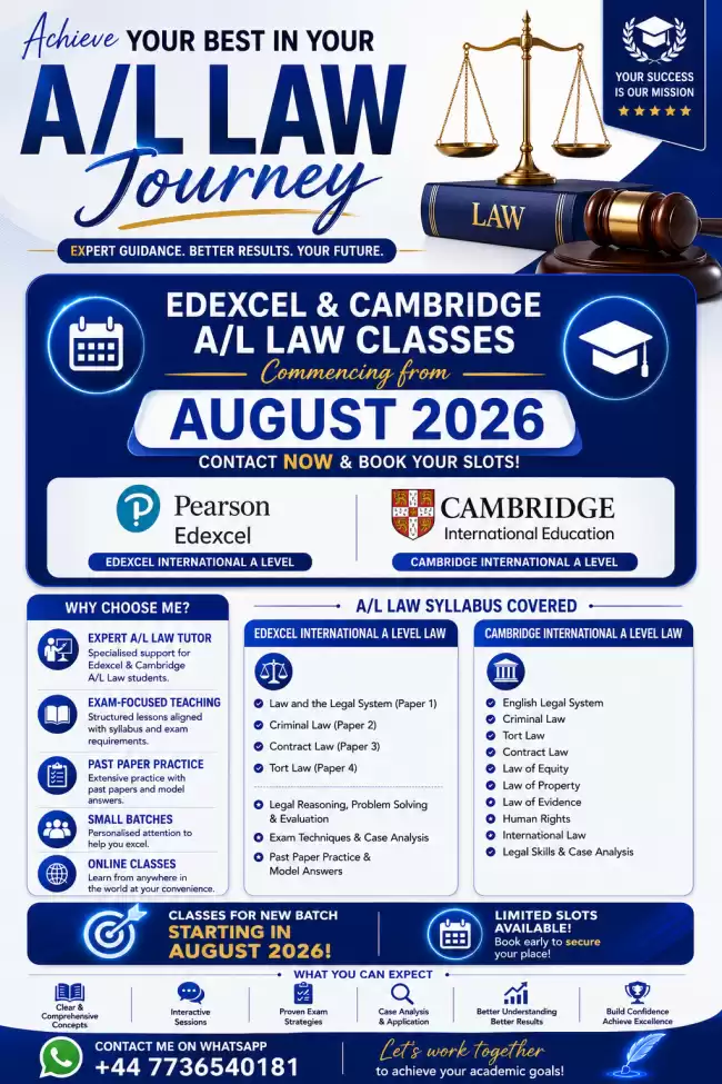 IAL (Edexcel) & AIEC (Cambridge) - AS and A2 Law Classes
