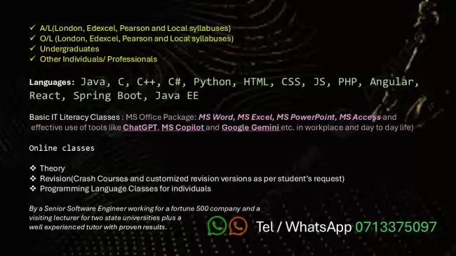 ICT and Programming Classes(Online)