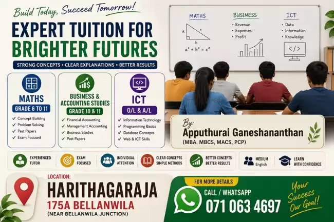 ICT, Maths and Business & Accounting Classes!