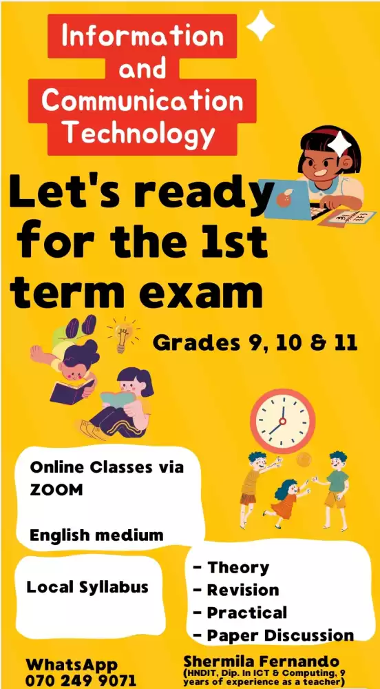 ICT online classes English medium Local Syllabus Grades 9, 10 and 11