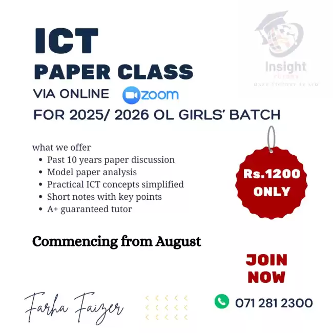 ICT paper class 2025/2026 O/L (Girls only)