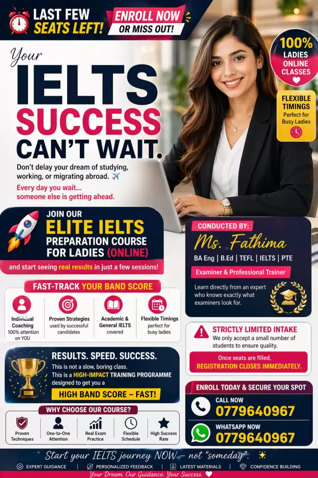 IELTS CRASH COURSE FOR LADIES