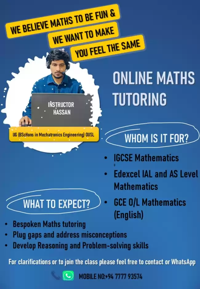 IGCSE Mathematics | Edexcel IAL and AS Level Mathematics | GCE O/L Mathematics (English Medium) Online Tutoring