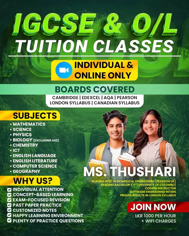IGCSE / O-Level Tuition Classes – Individual & Online Only All Major Boards Covered: Cambridge | Edexcel | AQA | Pearson | London Syllabus | Canadian