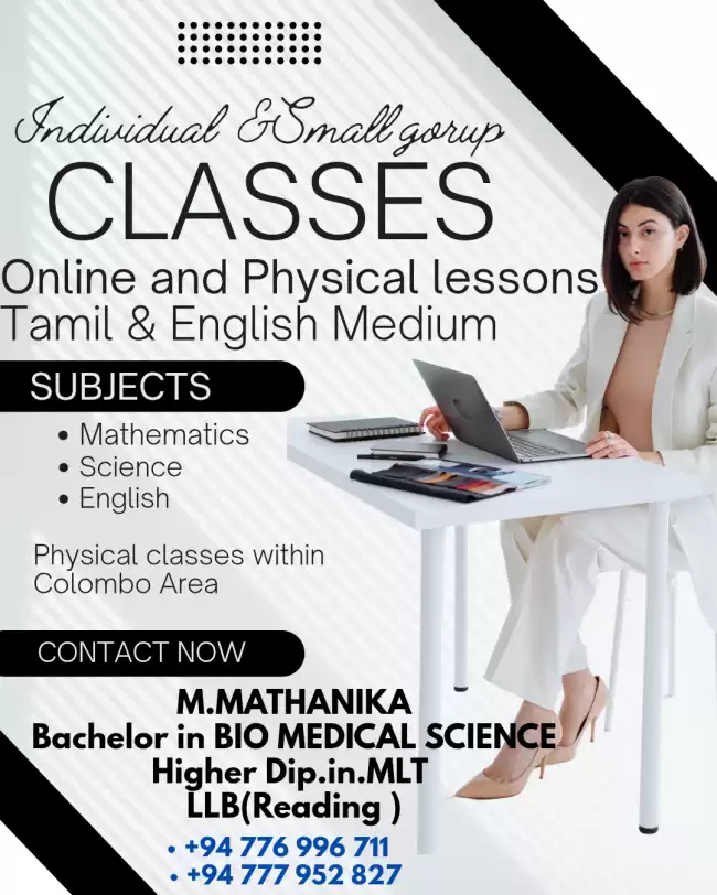 Individual and group classes in Maths, science and English