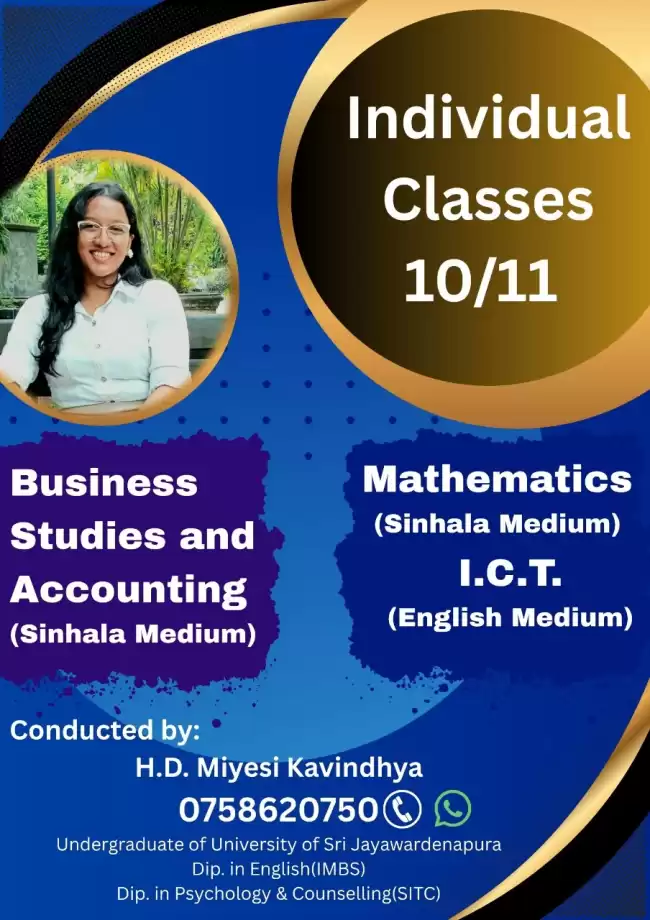 Individual classes for Grade 10/11 students!