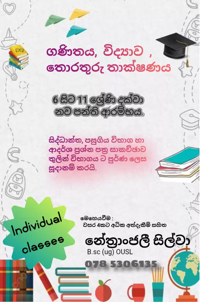 Individual classes for Grade 6 to 11