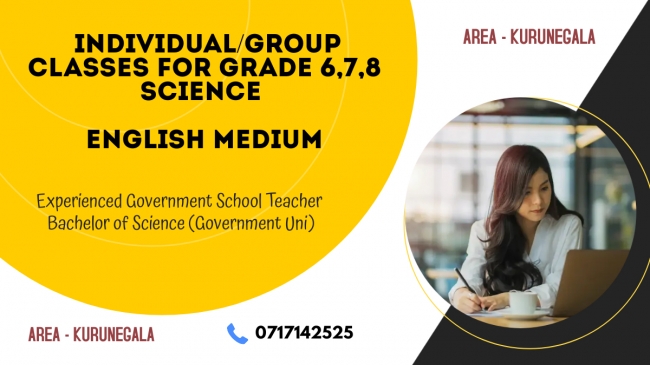 Individual/Group classes for Grade 6,7,8 Science - English Medium