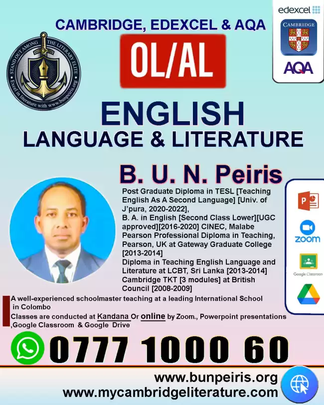 Individual London O/L & A/L English Classes in Gampaha & Online | B.U.N. Peiris