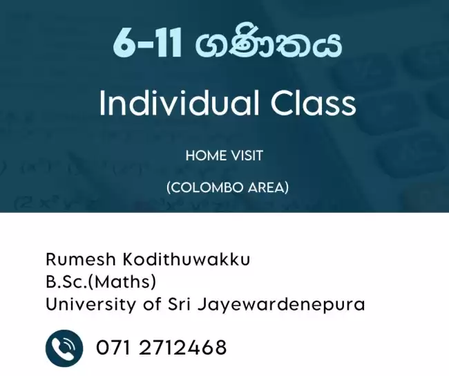 Individual Maths Class (6-11ගණිතය)