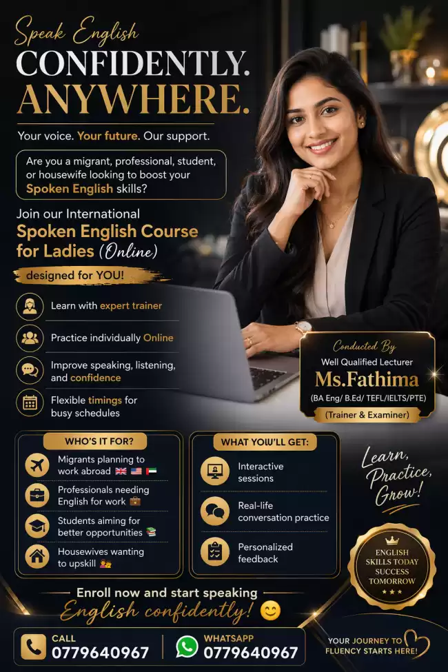 INTERNATIONAL SPOKEN ENGLISH COURSE FOR LADIES