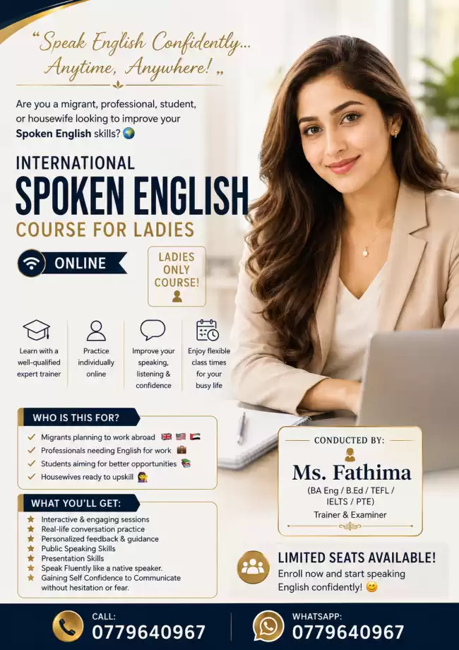 INTERNATIONAL SPOKEN ENGLISH COURSE FOR LADIES