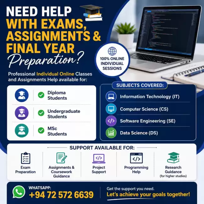 IT / CS / SE STUDENTS — NEED HELP WITH EXAMS, ASSIGNMENTS & PROJECTS? 🎓