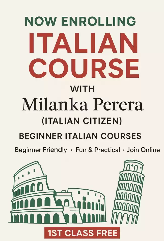 ඉතාලි භාෂා පන්තිය- Italian made Easy