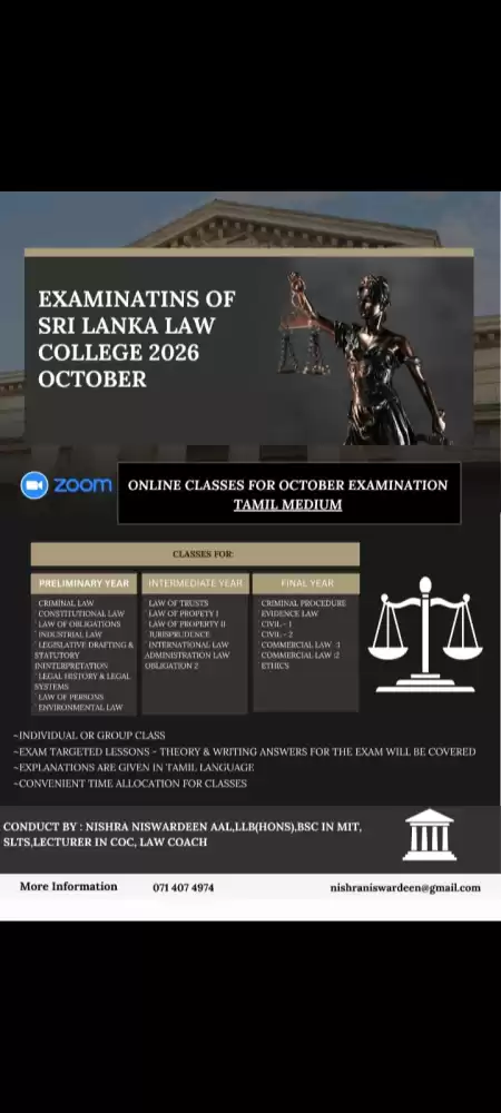 LAW College Preliminary year, Intermediate Year,Final Year Classes