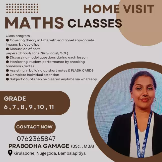 Local syllabus Mathematics (English medium and Sinhala Medium) conducted by a Science Graduate from a government university.