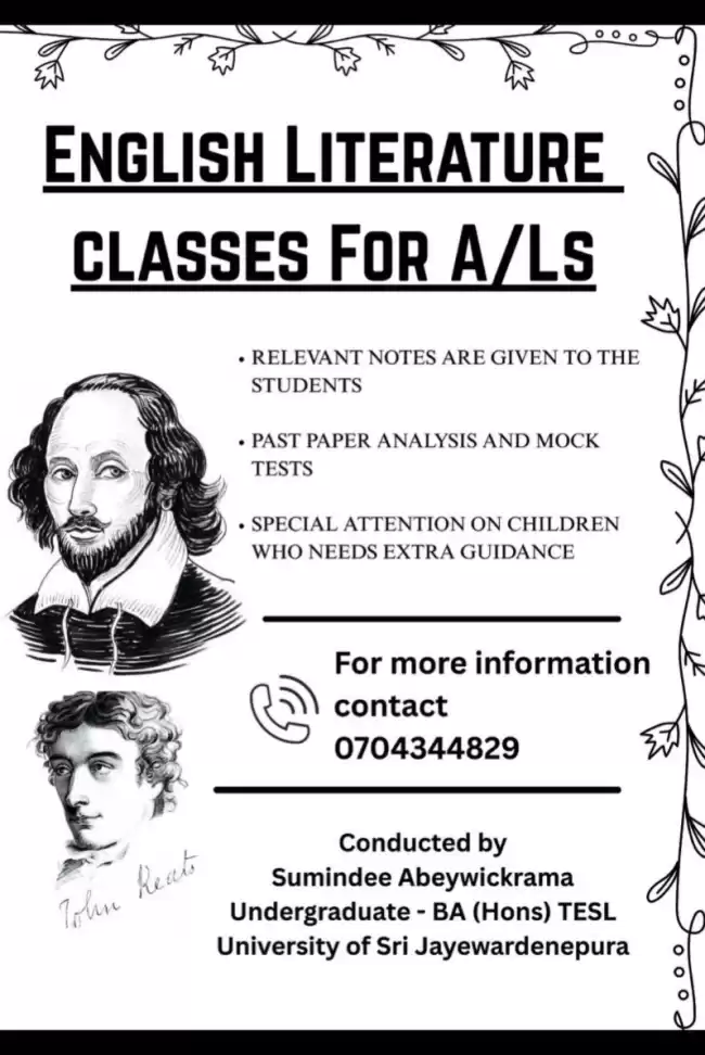 Looking for English Literature Classes for A/L ?