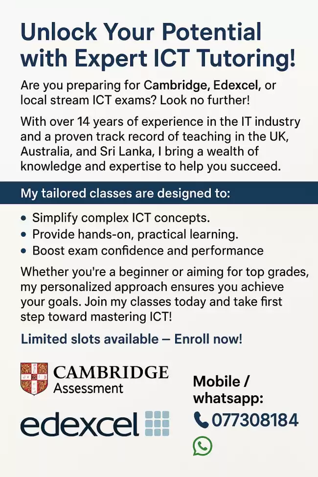 Master ICT with a Global Expert: Cambridge, Edexcel & Local Stream Classes