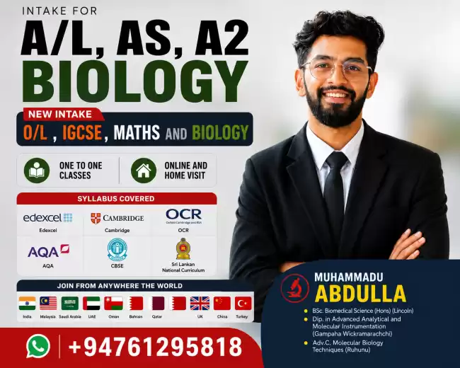 MATHEMATICS AND BIOLOGY IGCSE O/L HOME VISIT CLASSES