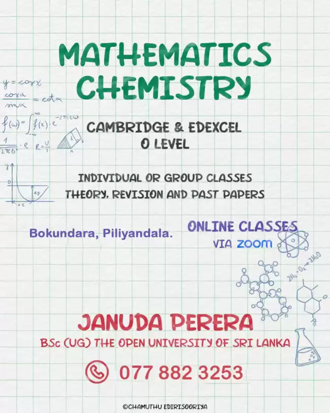 Mathematics and Chemistry classes for Cambridge/Edexcel O/Ls