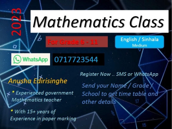 Mathematics class for grade 6 - 11