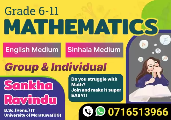 Mathematics classes English and Sinhala Medium