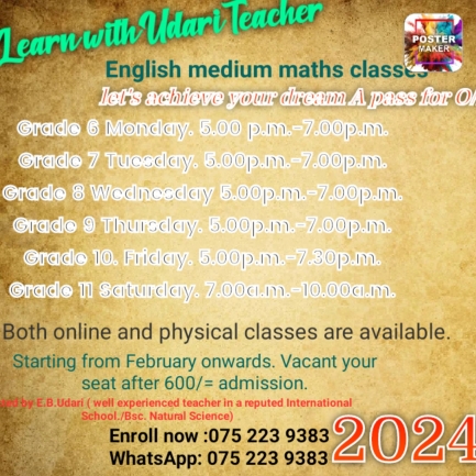 Mathematics classes (English medium)